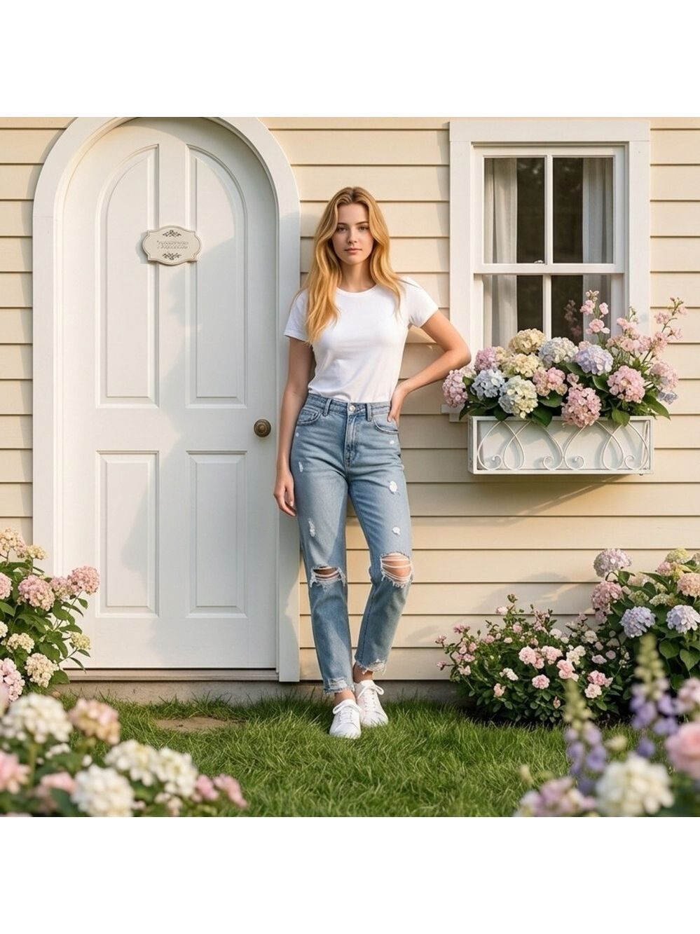 Missguided + High Rise Ripped Blue Jeans